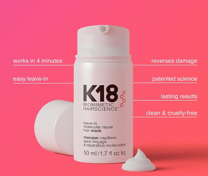 K18 Leave-In Molecular Hair Mask, Repairs Dry or Damaged Hair, Reverse Hair Damage from Bleach, Color, Chemical Services & Heat